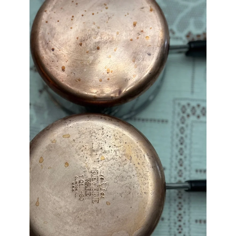 Vintage Revere Ware 1 Qt Double Boiler Copper Clad‎ Stainless Steel 3 Piece Set